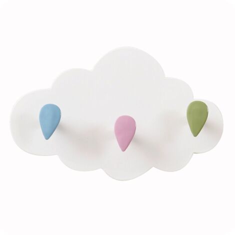 Porte-manteau pour chambre d'enfant nuage porte-manteau pour enfant sans perçage installation porte-manteau mural pour enfant crochet mural avec 3 crochets pour cuisine salle de bain (1/5)