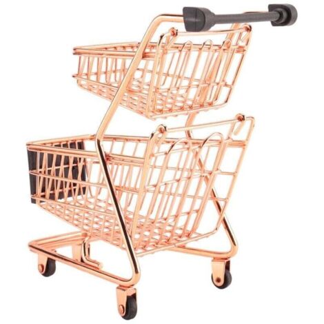 Mini Chariot De Courses Métal – Porte-stylos, Panier De Bureau 12cm, Décor Supermarché
