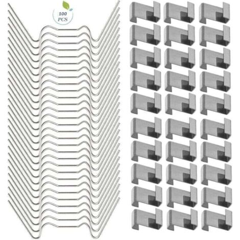 100 PCS Clips de serre pour verre, Clips de fenêtre de serre en acier inoxydable Accessoire pour serre(50 PCS 304 Clips de fil en acier inoxydable W, 50 PCS de chevauchement en acier inoxydab (1/4)