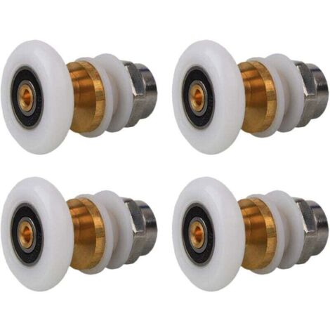 Roulettes Porte de Douche 20mm, Roulette Porte Coulissante Douche en Laiton 4 Pièces pour Rouleau pour Remplacement de Douche Coulissante Verre Porte Coureurs Rouleaux (20MM) (1/4)