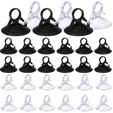60 Pièces Ventouse pare Soleil, 45mm Ventouse Sans Crochets Ventouse, PVC Ventouses Mini Ventouse Transparente et Noire Ventouse, Ventouse pour Vitre (1/4)