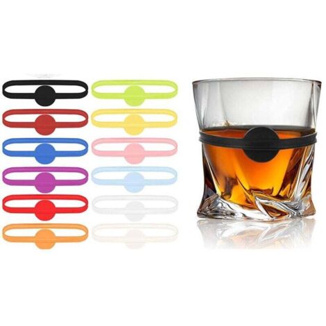 12 Pièces Marqueur de Verre à Vin en Silicone Marqueur de Boisson Réutilisables Marqueurs à Boisson en Silicone Marqueurs de Tasse en Verre Colorés pour Bar, KTV, Fête, Cocktail (1/4)