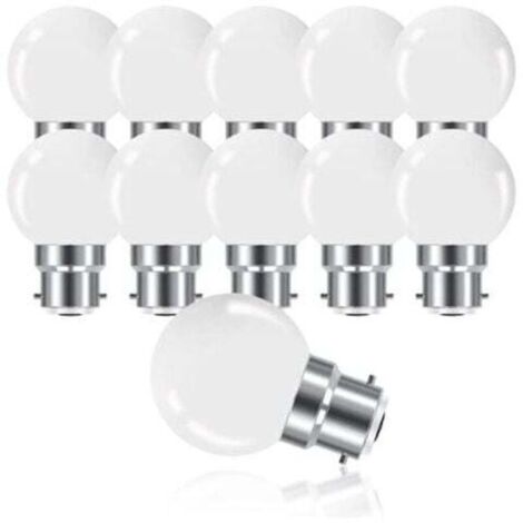 Ampoule LED à baïonnette B22 3 W, mini ampoule boule de golf B22 G45, blanc chaud 3 000 K, 280 lm, non variable, lot de 10 [Classe énergétique G] (1/4)