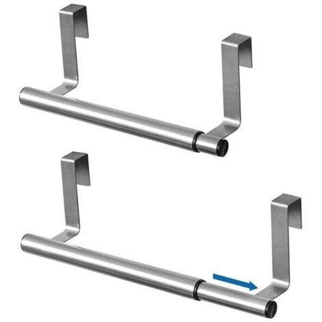 Spread, Porte-Serviettes Porte-Torchons Suspendu aux Portes des Placards, Séchoir 1 Barre Extensible en INOX, 25-40x8x9cm, Accessoire Cuisine et Salle de Bain sans Perçage (1/4)