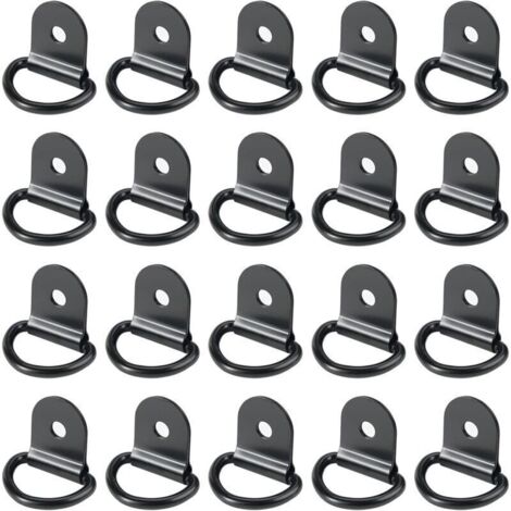 20 pièces Anneaux D'arrimage,Anneaux d'arrimage,Anneau Arrimage INOX,remorque d'anneau Montage d, Anneau d arrimage Rond pour Pliable avec Verrouillage de Charge dans Les Voitures(36 x 25 mm, Noir) (1/4)