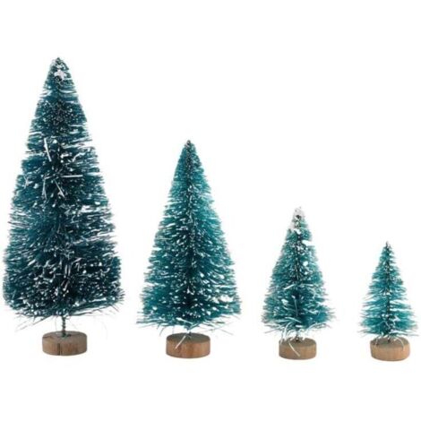60 Mini Ornements de Table en Sisal Neige Givre avec Base Bois pour Décoration de Noël Hiver (1/4)