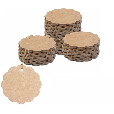 200 étiquettes cadeaux en papier kraft brun en forme d'éventail (diamètre 6 cm) pour emballage artisanal (1/3)