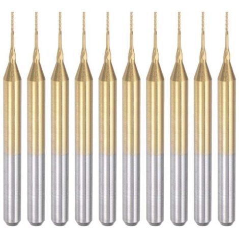 Fraises à graver en carbure de titane, 10 pièces, fraises CNC pour machine PCB, tige de 0,5 mm, revêtement en titane (1/4)