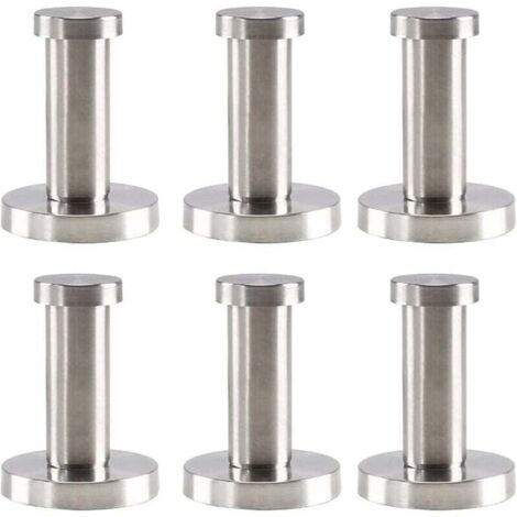 Lot de 6 crochets muraux en acier inoxydable ronds argentés, crochets muraux en acier inoxydable pour salle de bain, 52 mm, crochets muraux pour peignoir, serviette, manteau, chambre à c (1/4)