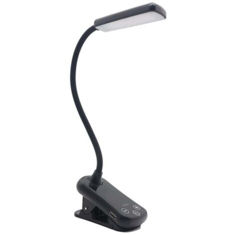 Lampe de Lecture LED Rechargeable USB 3 Couleurs 8 Niveaux Luminosité Portable Bureau Pince (1/4)