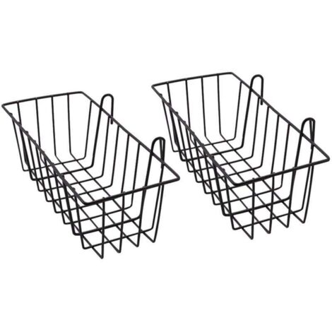 Paquet de 2 Paniers Métalliques Suspendus pour Panneau Grille Murale, Panier Rangement Mural en Grille, Présentoirs à Cuisine, Maison