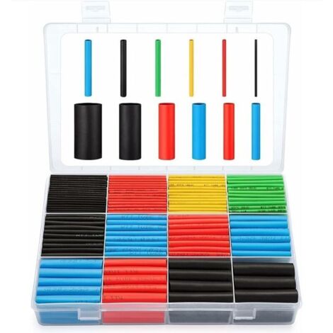 CSPARKV ET1001 Lot de 560 gaines thermorétractables pour isolation électrique 5 couleurs 12 tailles (1/5)