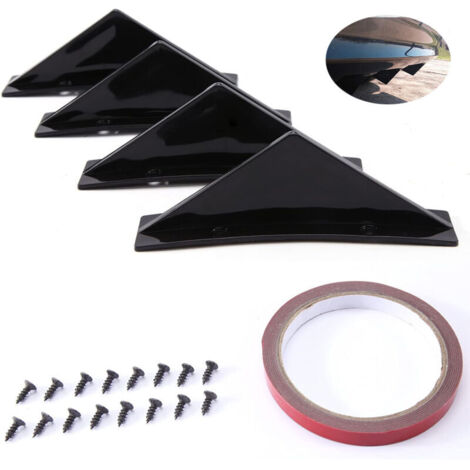 4 Pièces Aileron de Pare-chocs Arrière de Voiture Universel Brillant Noir Auto Pare-chocs Arrière Lèvre Diffuseur Spoiler de Requin Arrière Forme Arquée Séparateur Accessoires (1/5)