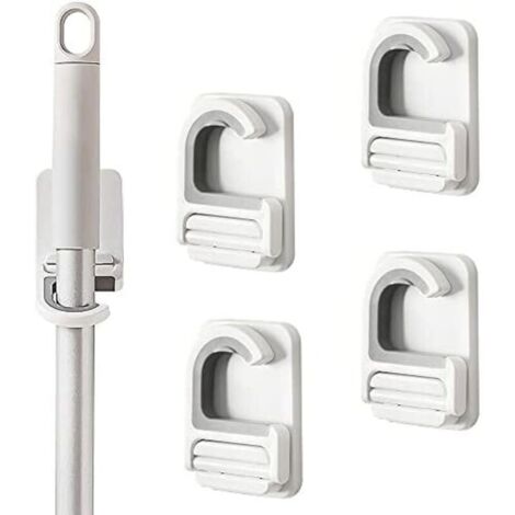 CSPARKV 5x6x7cm 4 Pièces Supports Muraux pour Balai, Support de Balai Auto Adhésif à Fixation Murale, Support de Balai, Support De Vadrouille, Support de Balai Auto Adhésif, pour Cuisine, Garage, Buan (1/5)