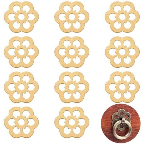 10Pcs Rondelles de Plaque Arrière en Laiton Rondelles Plates en Forme de Fleur Dorée Joint Décoratif Quincaillerie de Meubles Classiques Décoration pour Porte Meuble Armoire Ornement (1/5)