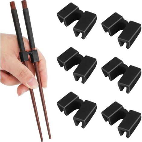 CSPARKV Lot de 6 Aides réutilisables pour Baguettes, Baguettes Chinoises pour entraînement pour Adultes, débutants (Noir) (1/5)