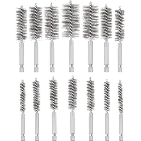 Brosse Metallique pour Perceuse, 14 Pièces Brosse de Trou en Acier Inoxydable, Différentes Tailles Brosse de Nettoyage en Acier Inoxydable pour éliminer Vieille Peinture et Rouille (1/5)