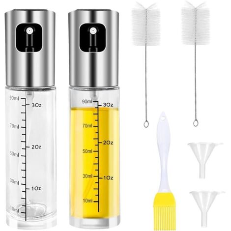 CSPARKV 2 Pièces 100ml Vaporisateur d'huil de Cuisine avec Balance, Vaporisateur Huile d’Olive,Vaporisateur d'huile et de vinaigre, Cuisine Accessoires avec 2 Brosse et 2 Entonnoir 2 Brosse à Huile (1/5)