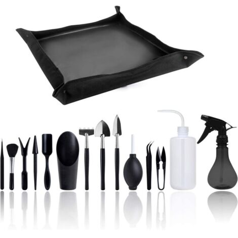 Ensemble d'outils de Jardin, Mini Ensemble d'outils de Jardin Intérieur, Ensemble Complet d'outils, Adapté à la Plantation en Intérieur ou en Pot, Un Total de 15 pièces avec Tapis (1/5)