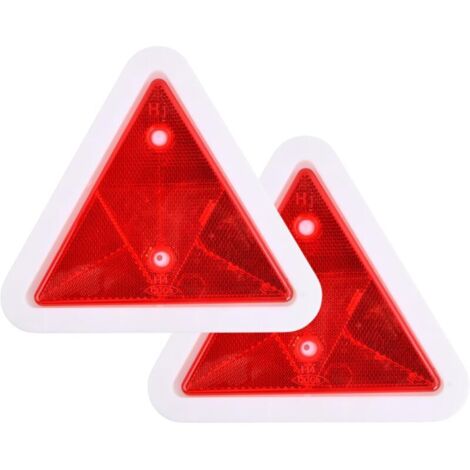 CSPARKV 2 Pièces Réflecteurs Triangulaires, Triangle de Signalisation Rouge, Réflecteur D'avertissement de Sécurité pour Remorques, Camions, Voitures, Construction de Routes, Véhicules d'avertissement