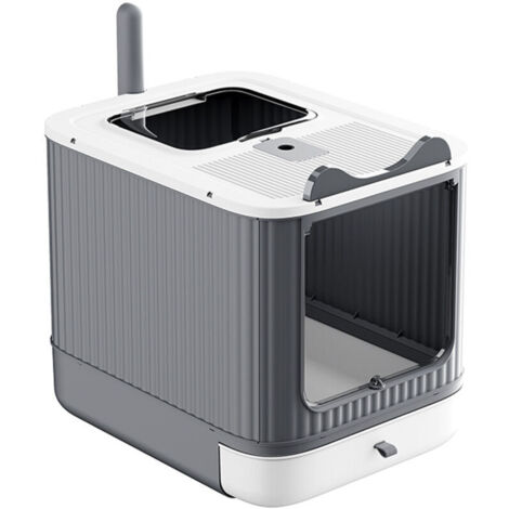 Bac à litière fermé pour chat avec couvercle amovible, maison de toilette pour chat Bac à litière pour chat, maison de toilette, bac amovible, avec poignée et pelle (1/5)
