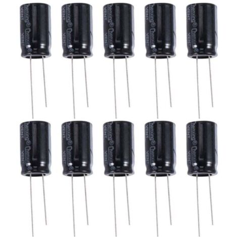 10 Condensateurs Électrolytiques Radiaux 22uF 400V Noir 105°C 13x21mm (1/4)
