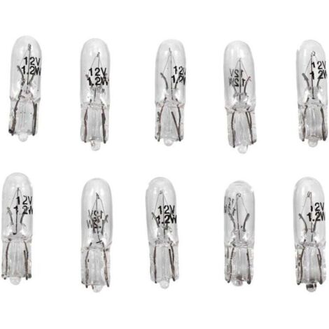 10 Ampoules T5 1.2W 12V Blanc Chaud Éclairage Tableau de Bord Voiture Lampe Halogène Wedge (1/4)