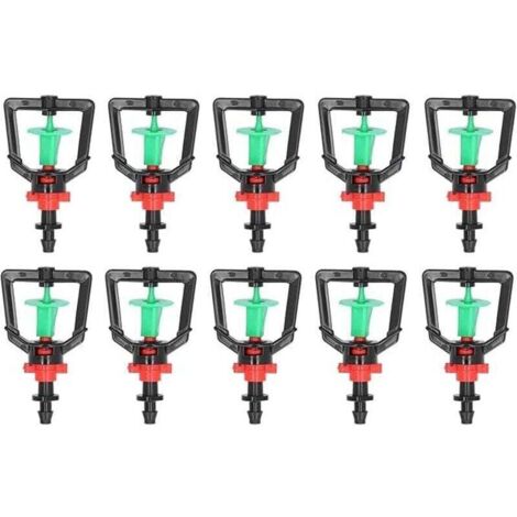 10 jeux de micro-buses rotatives de type G pour buses d'arrosage de plantes, buses de pulvérisation à réfraction, buses d'arrosage rotatives à cadre carré pour serre, diamètre de 6,0 cm (1/4)