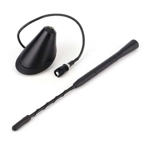 Antenne c3, Antenne de Voiture, mât d'antenne de Tige d'antenne en Spirale AM de Radio FM Universelle Noire de Voiture avec la Base (1/4)