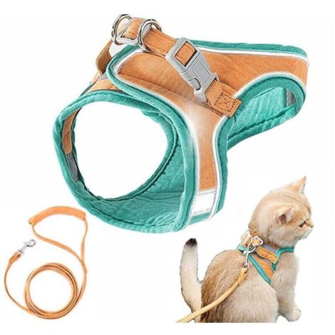 Harnais et laisse pour chat, veste de marche confortable pour chat avec laisse, laisse de style gilet pour chat, anti-fuite, laisse spéciale pour chats qui marchent (1/4)