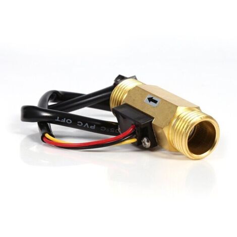 Capteur de Débit d'eau Débitmètre Fluidmètre Interrupteur de débit d'eau 60mm G1/2 in Fil de cuivre Liquide Compteur 1-30L/min (1/4)