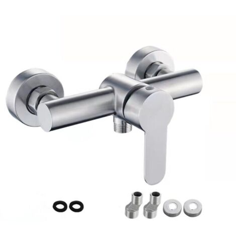 Robinet de douche mural en acier inoxydable avec commande manuelle pour eau froide et chaude (1/5)