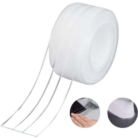 Bande d'Étanchéité,Salle de Bain Joint Double Pli Ruban Baignoire Auto-Adhésif/Imperméable Mildiou Prévention Cafard pour Cuisine Évier 38mm 3.2m - Transparent (1Pack) (1/4)