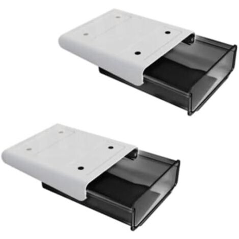 CSPARKV 20x17x7.2cm Lot de 2 boîtes de rangement cachées sous le bureau avec tiroir de bureau - Grande capacité - Auto-adhésive - Convient pour la maison, le bureau et l'école (noir) (1/5)