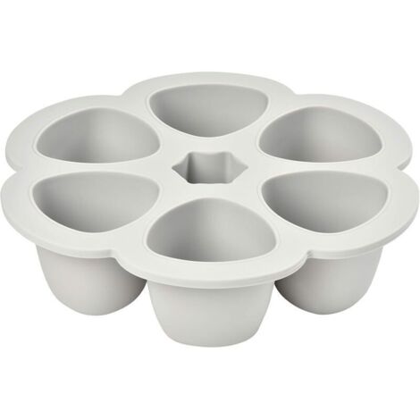 Multiportions Silicone de qualité premium, Résistance thermique extrême, Four et micro-onde, 6 alvéoles indépendantes, Couvercle hermétique, Fabriqué en Italie, 6x150 ml, Gris (1/4)