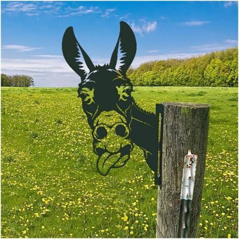 Ornements De Jardin D'Âne en Métal pour Clôtures Décorations en Plein Air Maison Âne Animaux Jardin Décor Sculptures Rouillé Fonte Silhouettes Arbre Cour Mur Art Cadeau DonkeyC (1/5)