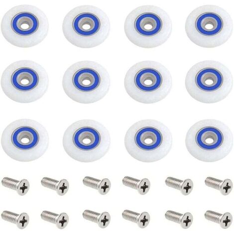 Roulette Porte Douche 12 Pièces 27mm Roulettes pour Porte de Douche Roulette Porte Douche Roues Roulettes de Rechange Roulette Porte Roulette de Douche pour Porte de Douche avec Des Vis (1/4)