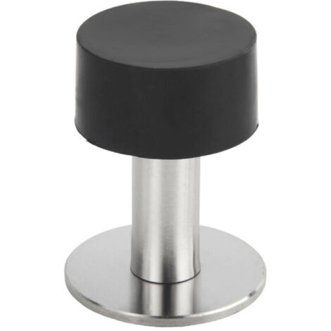 Butée de porte en caoutchouc et acier inoxydable, support anti-perforation, fixation murale au sol, sans clous (1/4)