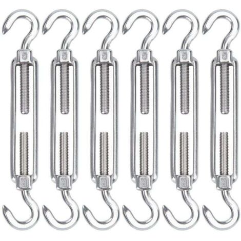 Enowelir Lot de 6 Tendeurs de Câble en Acier Inoxydable M5 Crochets Réglables pour Installation de Toile d'Ombre Corde à Linge et Grillage (1/4)