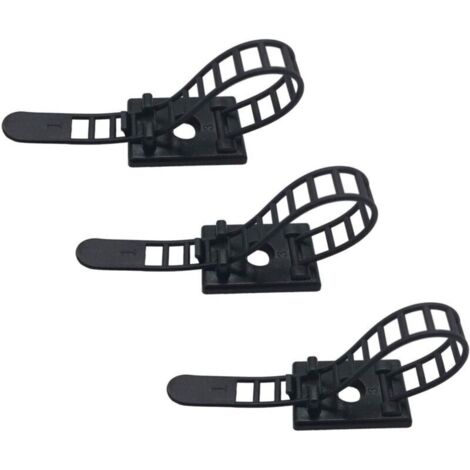 Lot de 100 clips pour câbles adhésifs avec vis en option - Attaches de gestion des câbles réglables et réutilisables - Serre-câbles (1/4)