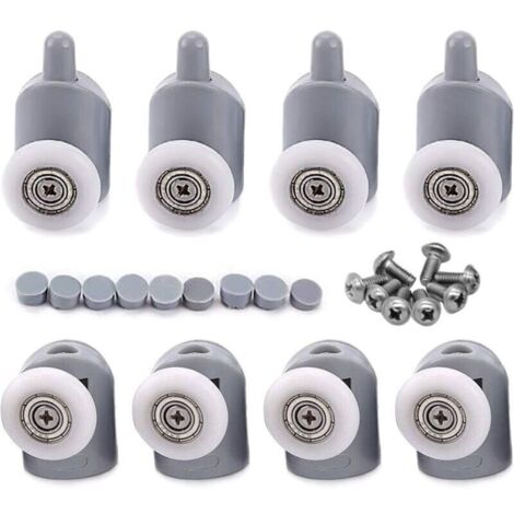 23mm 8 Pcs Galet Rouleau Roulette Roue pour Porte de Douche, Roulettes Coulissantes Porte Salle de Bain (1/4)