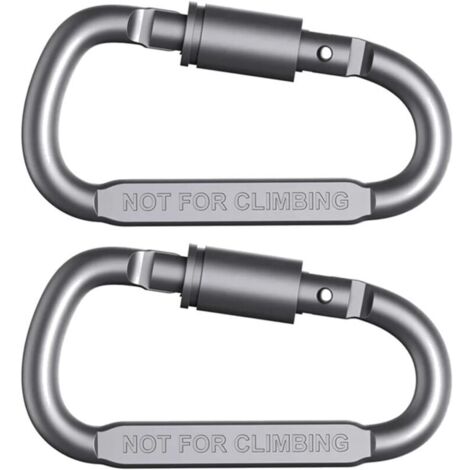 Mousqueton de sécurité en aluminium de 7,6 cm (3 pouces) Boucle en D robuste Petit mousqueton, anneau porte-clés, mousqueton pour sac à dos, crochets à ressort Noir ou gris (1/4)