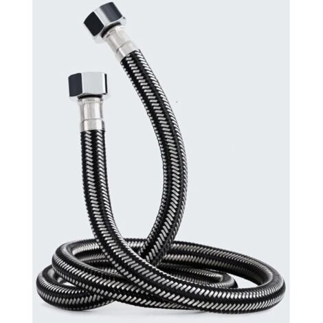 Tuyau Tressé 2M, Tuyaux de Raccordement(G1/2 X G1/2) avec tresse en acier inoxydable,Tuyau d'entrée de Chauffe-Eau Chaude et Froide,pour Remplacement Universel de Cuisine Salle de Bain. (1/4)
