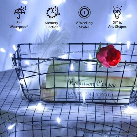 Guirlande Lumineuses Noël Intérieur 10M 100 LED Electrique Sapin de Noël Lumières Extérieure 8 Modes Etanche Lumières Décorative pour Mariage Fête Maison Jardin Chambre Nouvel An, Blanc Froid (1/4)