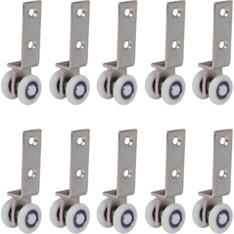 6,5 x 1,9 cm Coude de conduit en métal Roulement Bloc de poulie avec deux Plastique de roue pour porte coulissante fenêtre Cabinet (1/4)