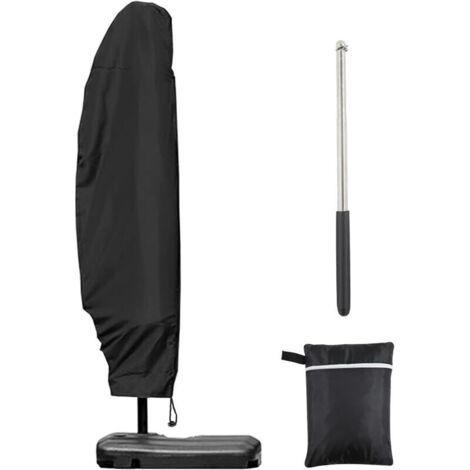 Enowelir Housse de parasol 3m 4m avec fermeture éclair de 1,4m de long avec tige télescopique, 280x30/80/45cm. (1/4)