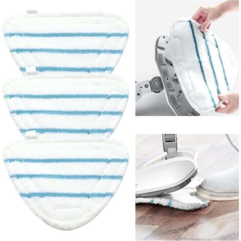 Housses en Microfibre Balai Vapeur Steam Accessoire Chiffons universel Triangle lavable pour Nettoyeur Vapeur Hot Spray, Blanc Microfibre Steam Mop Pads Lavables En Machine(lot de 3) (1/4)