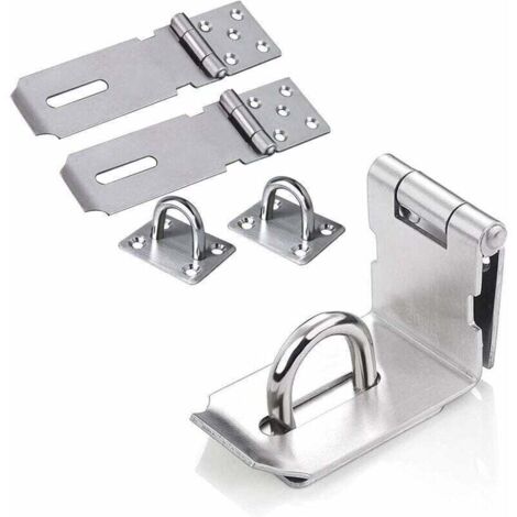 Cadenas Loquet de Porte Cadenas en Acier Inoxydable Moraillon Cadenas Verrou Porte Chambre Hasp Fermoir Verrou de Porte de Portail Verrou pour Portes Armoire Tiroir Placard-Argent,,2Pcs (1/4)