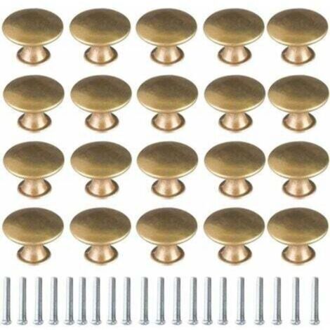 Enowelir Bouton de Porte Laiton 20 Pièces Vintage Laiton Poignées Boutons de Meuble Boutons Porte de Tiroir Poignée de Meuble Bouton de Meuble Vintage pour Tiroir Armoire Meuble Cuisine de Placard (1/4)