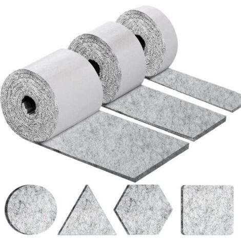 Patins pour Meubles Auto-adhésifs, Patins Chaises Meubles 3 Rouleaux (100 10cm+100 5cm+100 2cm), Tampon Chaise 4mm-Épais Patin Feutre (1/4)